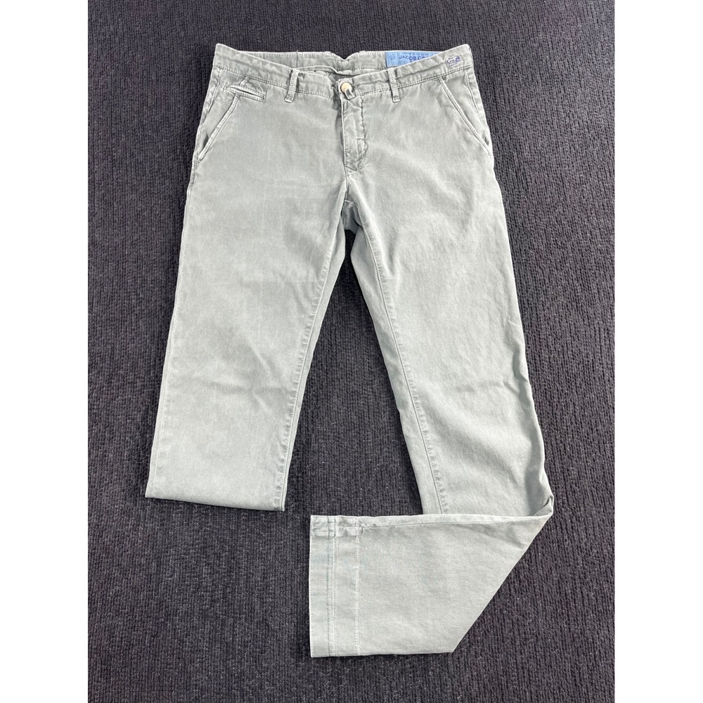 Jacob Cohen Academy Mens Sage Green Luxury Tailored Chinos Pants 33 x 33.5